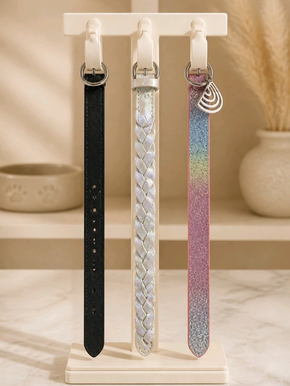 Kids Glitter & Belt Trio - Black, White, Rainbow